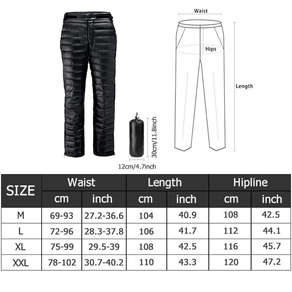 Insulated Pants with Full Leg Zippers and Adjustable Waist for Cold Weather