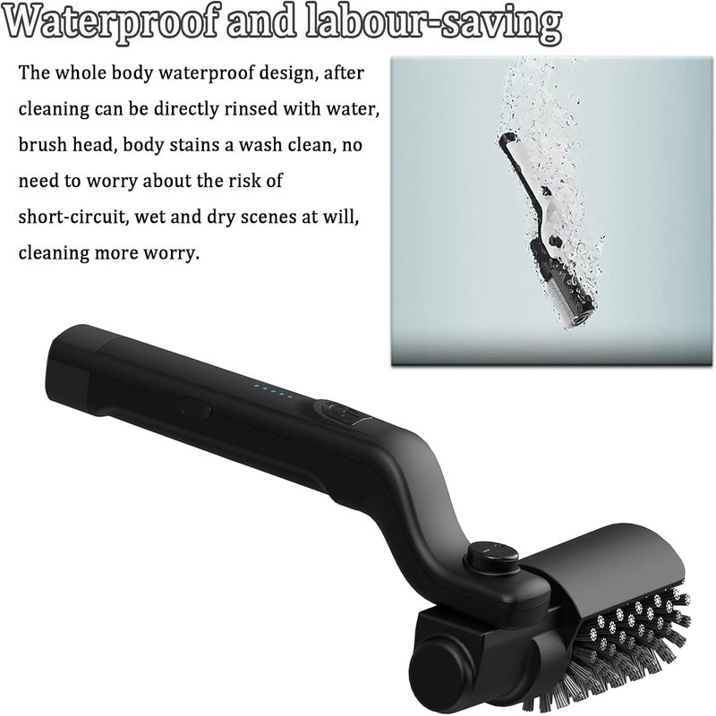 Electric BBQ Grill Brush with Rotating Bristles and Rechargeable Battery, Includes 2 Replacement Heads