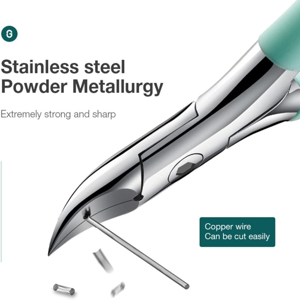 Stainless Steel Toenail Clipper with Curved Blade and Wide Jaw for Thick Nails