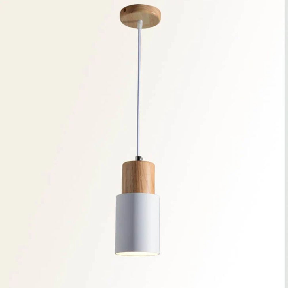 Metal and Wood Pendant Light, Modern Industrial Design