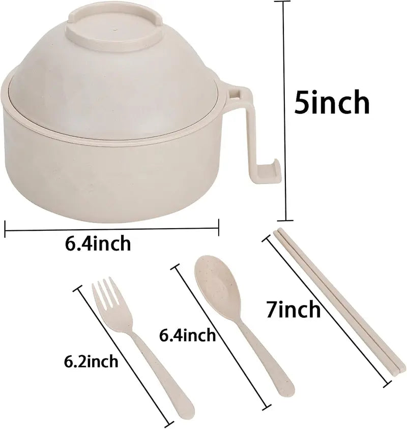 6PC/Set Microwave Ramen Bowl Set, Ramen Noodle Cooker with Lid & Handle,Perfect for Home, Office, Dorm, or College Tableware allveramart
