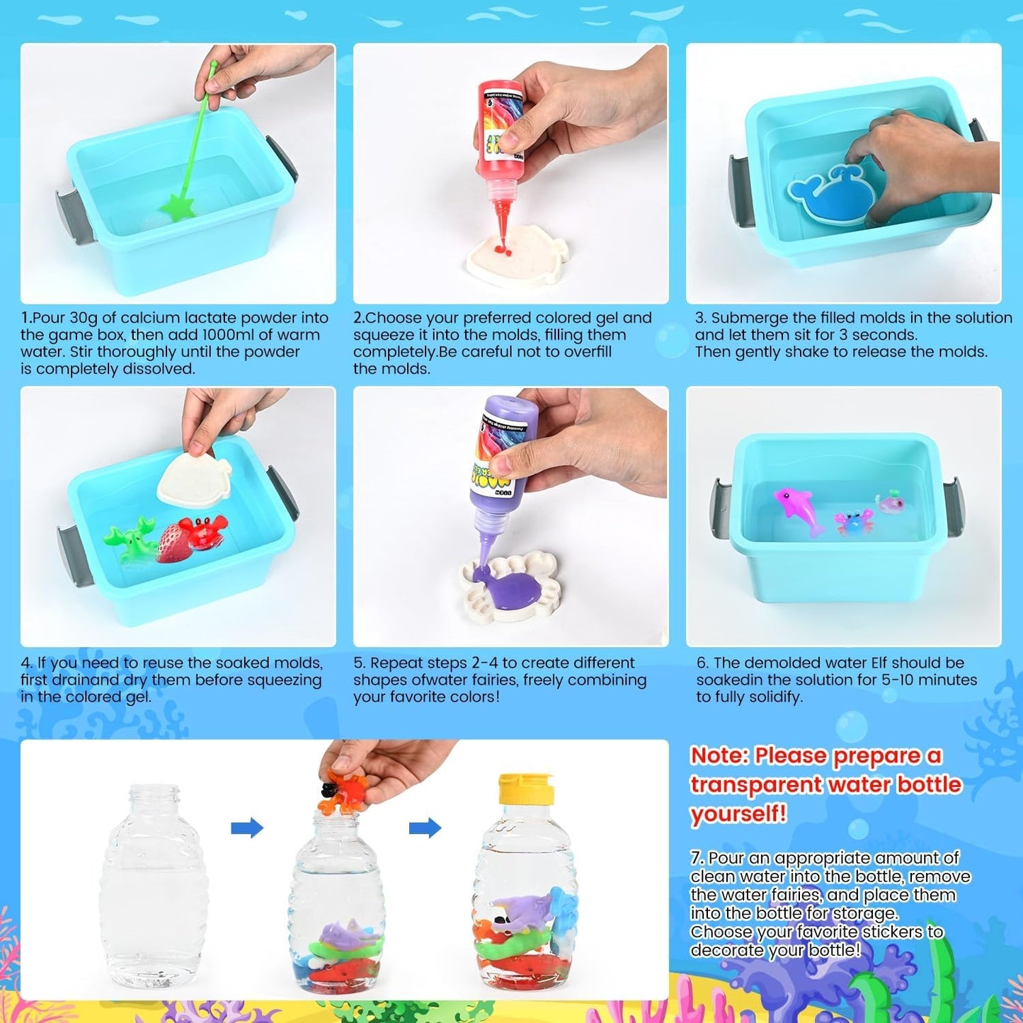 DIY Water Gel Pet Kit with 12 Colors and 12 Molds for Kids