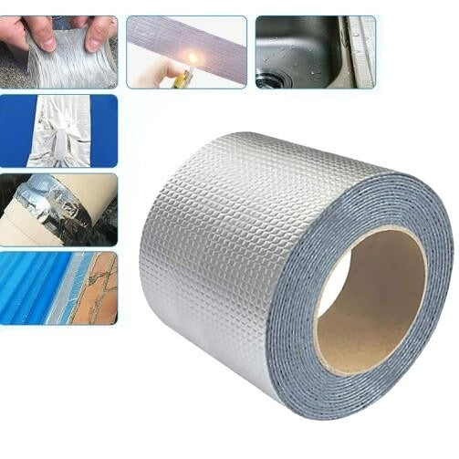 Butyl Rubber Waterproof Tape with Aluminum Foil and Cold Weather Bonding, 5m Roll