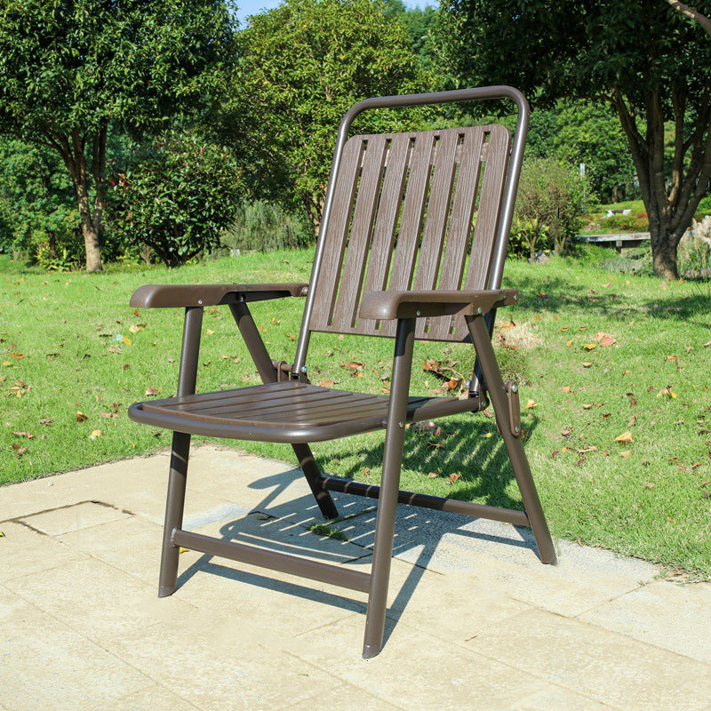 Foldable Camping Chair with Carbon Steel Frame and Built-In Footrest, Armrest Support