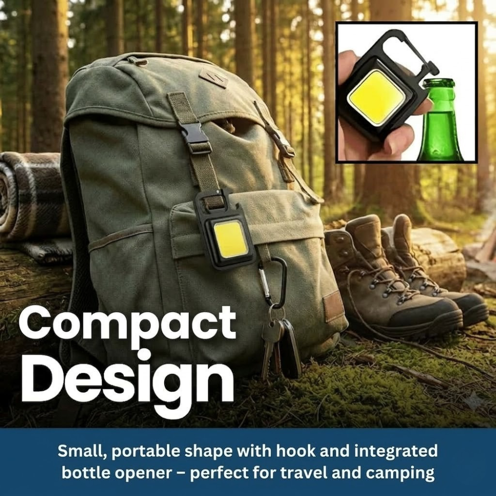 Mini COB Keychain Flashlight, Rechargeable Magnetic Work Light with 4 Modes