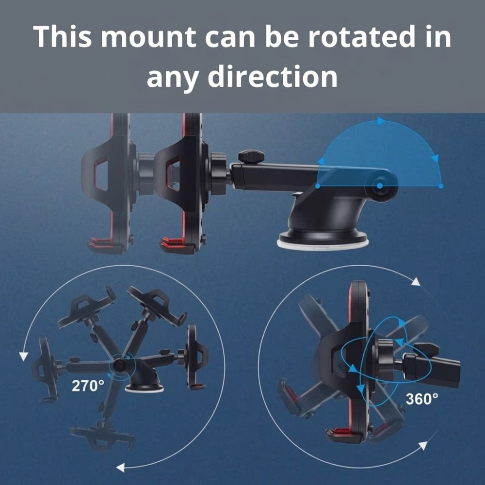 Universal Car Phone Holder with Powerful Suction Cup