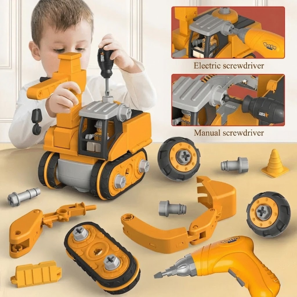 Construction Toy For Kids Excavator Educational Assembly Building Set