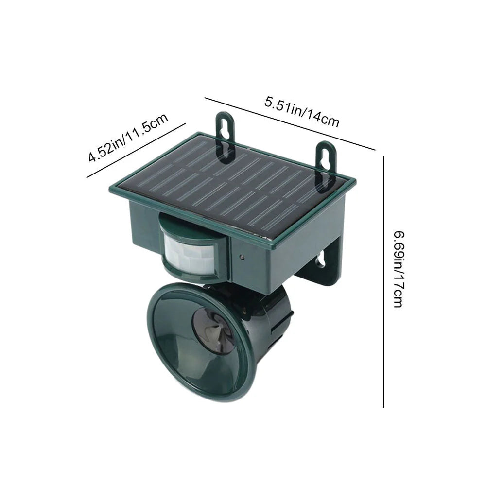 Weather Resistant Bird Repellent with PIR Motion Sensor and Solar Power