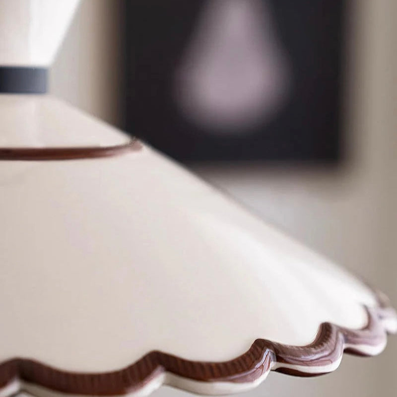 Pleated Ceramic Pendant Light with Adjustable Cord and Metal Mount