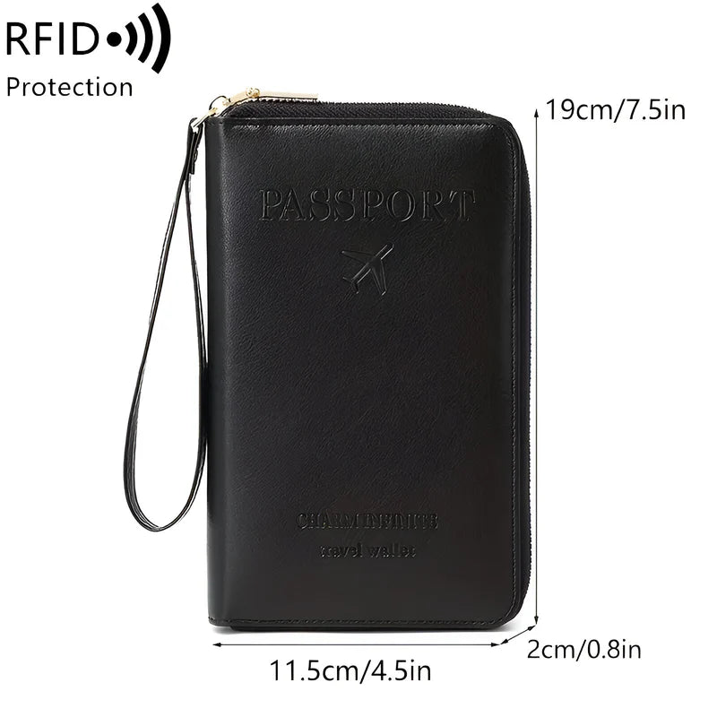 RFID Travel Passport Holder with Water Resistant PU Leather Design
