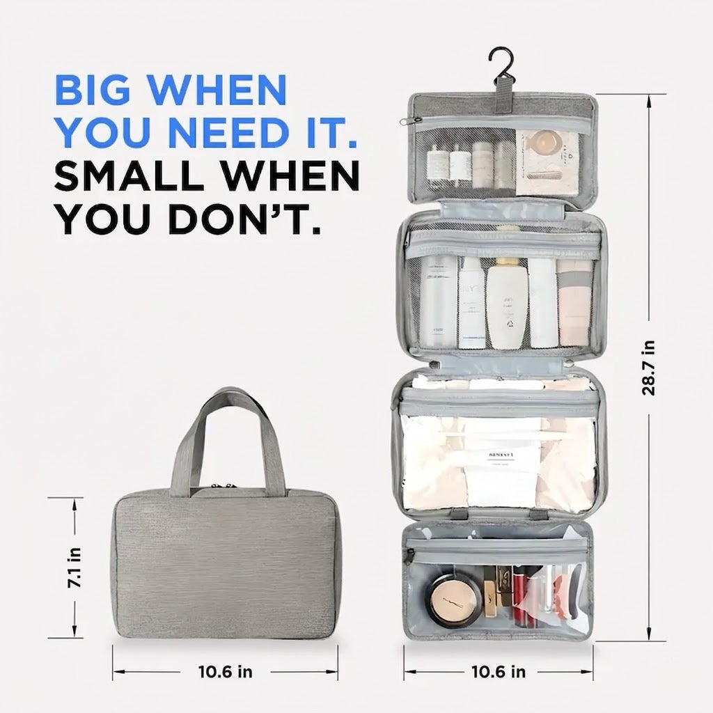 Hanging Toiletry Organizer with Multi-Compartment Design