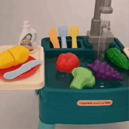 Kids Pretend Play Kitchen Set with Sink, Storage and Accessories