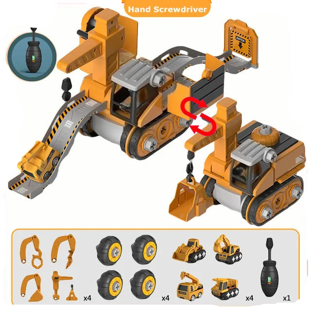Construction Vehicle Toy Set with Screwdriver for Kids