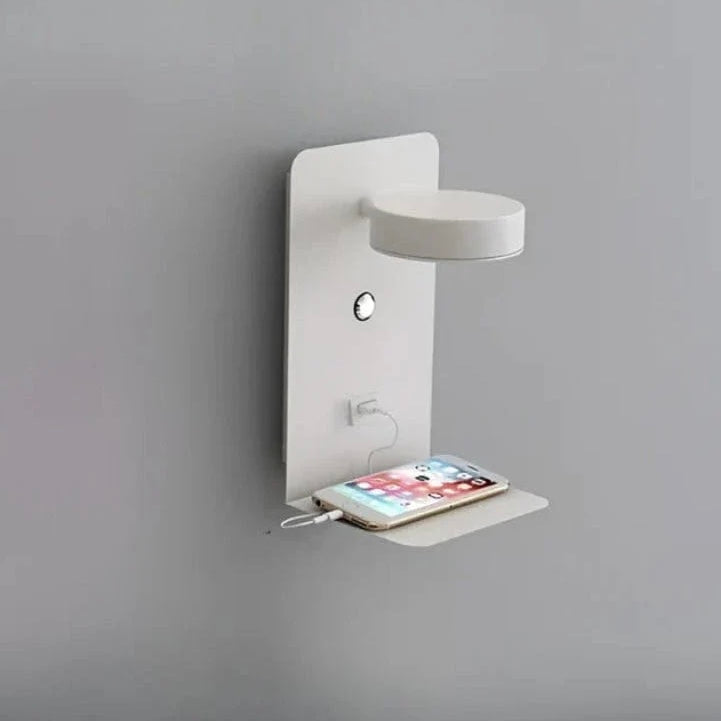 Bedside Lamp with Integrated Phone Holder and USB Charger, Dimmable LED Night Light