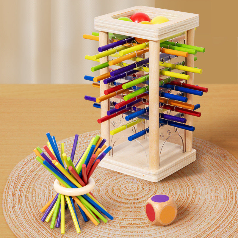 Wooden Stick and Ball Game with Three Play Modes for Kids