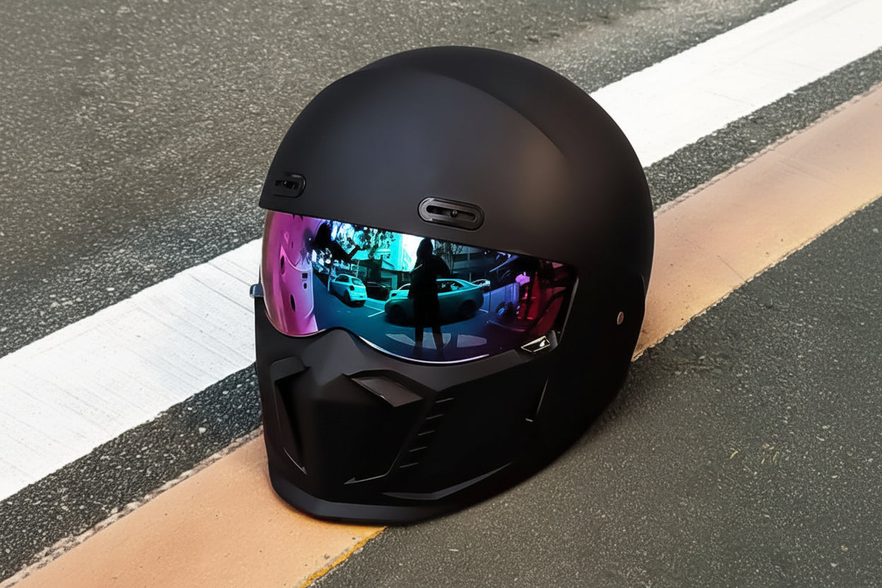 Retro Pilot Motorcycle Helmet with Anti-Fog Polycarbonate Lens and Ventilation