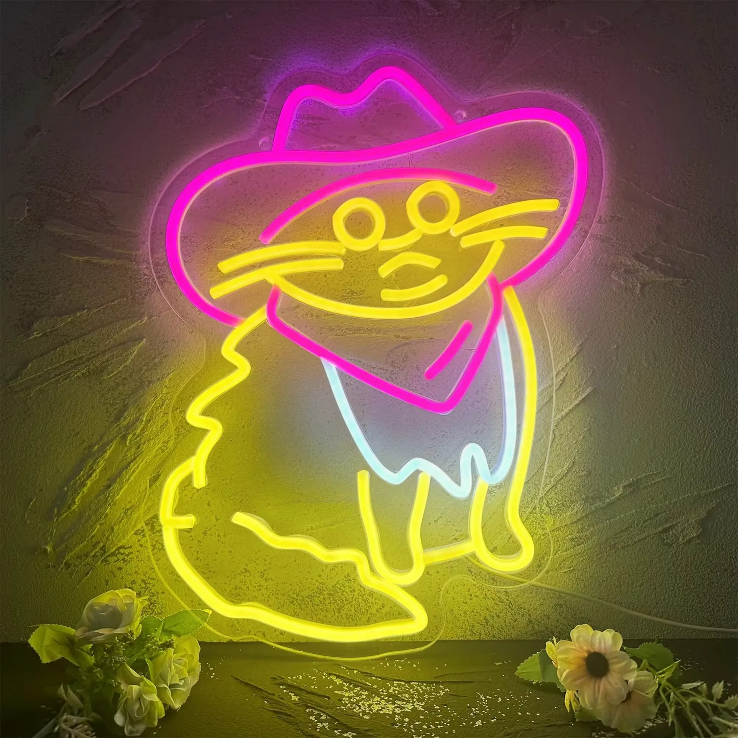 Dimmable Cowboy Cat LED Neon Light with USB Power Connection