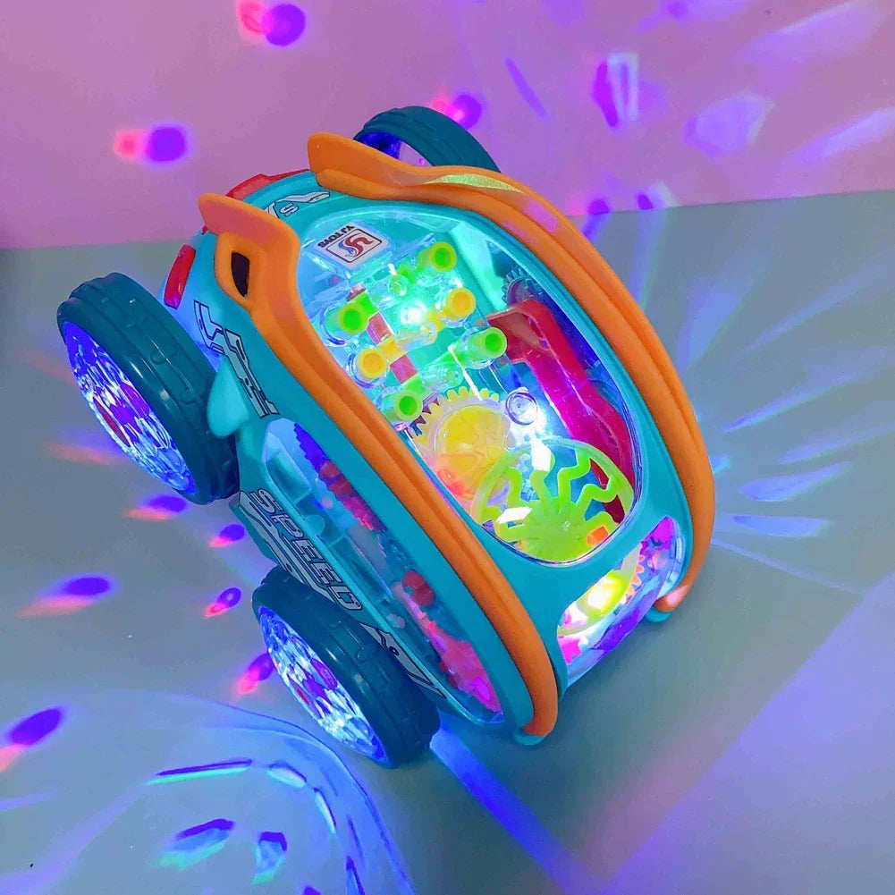 Rechargeable Flipping Toy Car with Flashing LED Lights That Spins and Somersaults