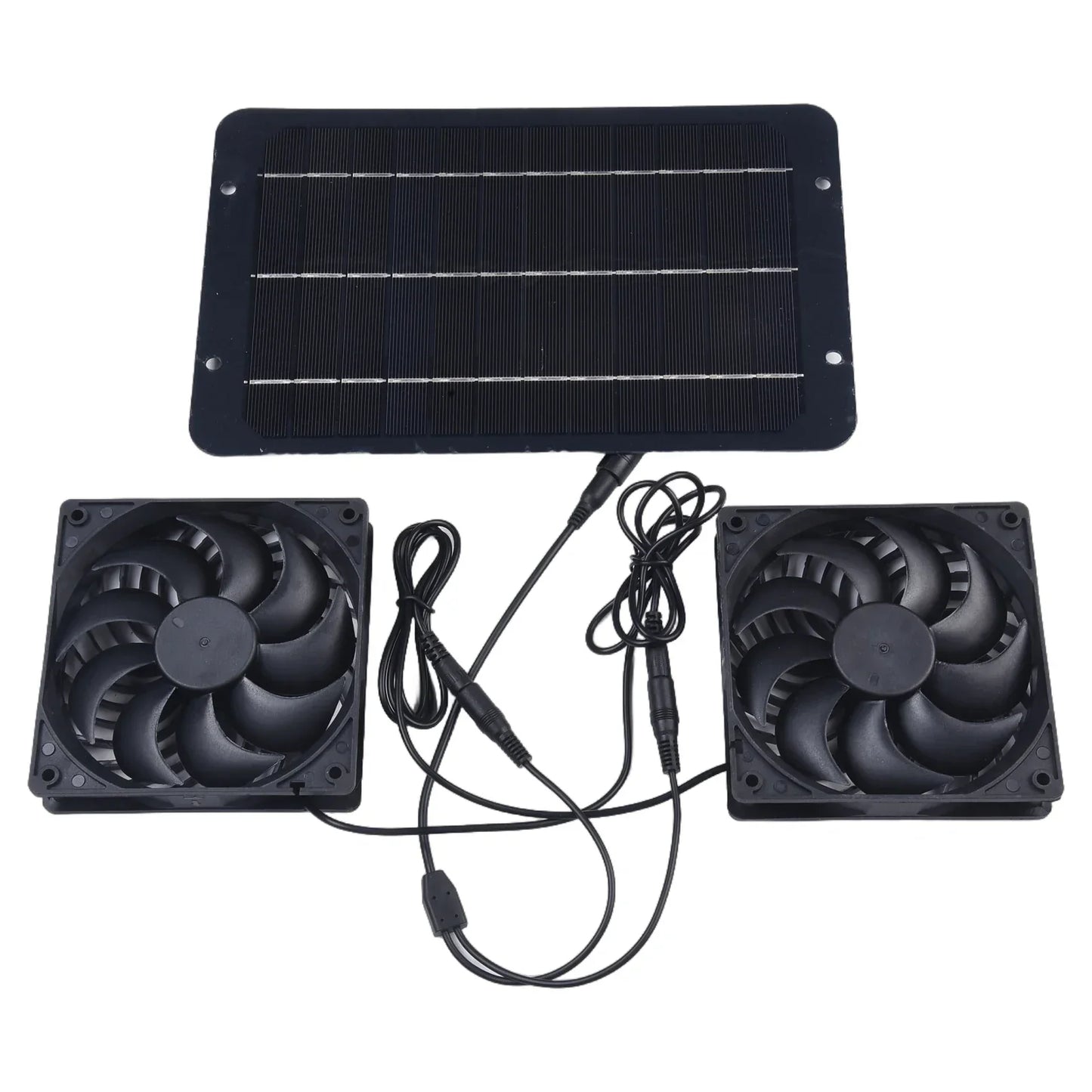 Solar Dual Exhaust Fan System with 10W Panel and Weatherproof Housing for Greenhouses