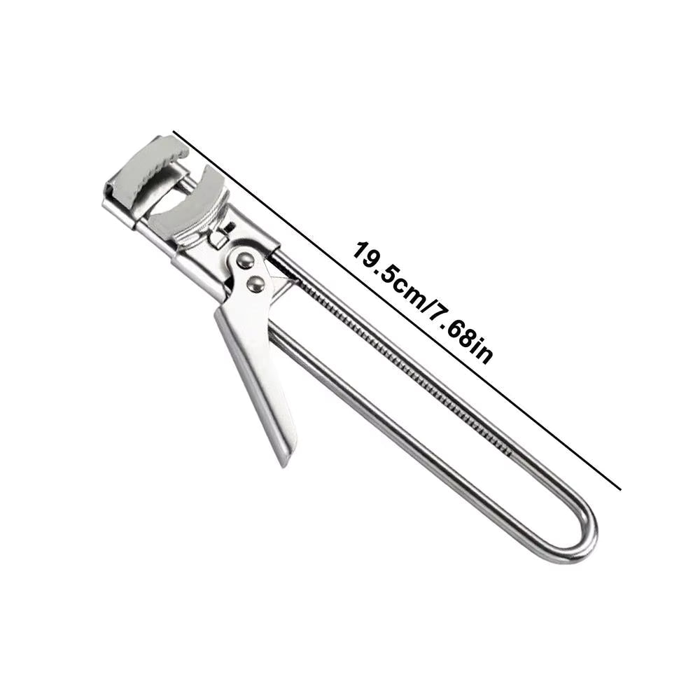 Adjustable Jar Opener with Sliding Gear Mechanism and Rubber Padding, Stainless Steel