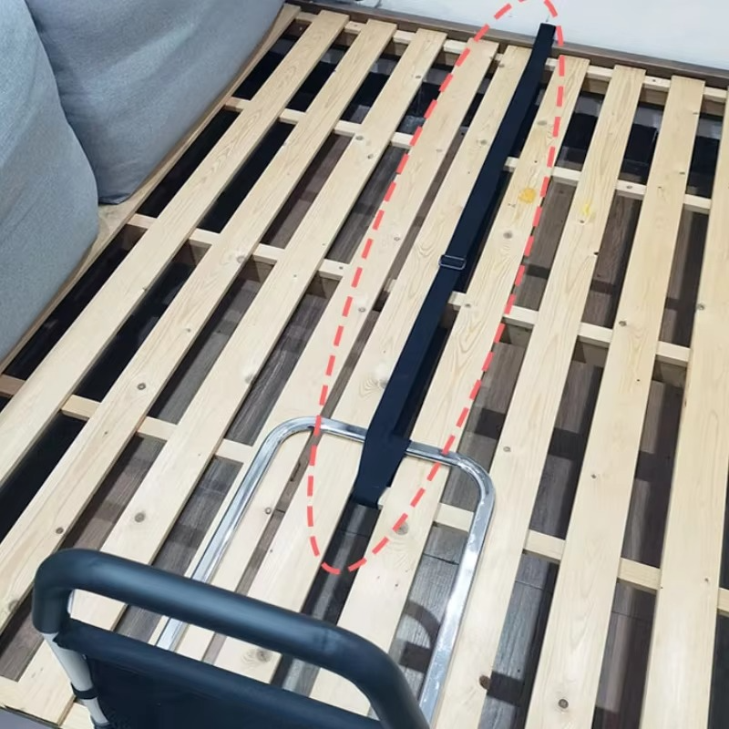 Adjustable Bedside Support Rail with Ergonomic Non Slip Handle and Steel Frame