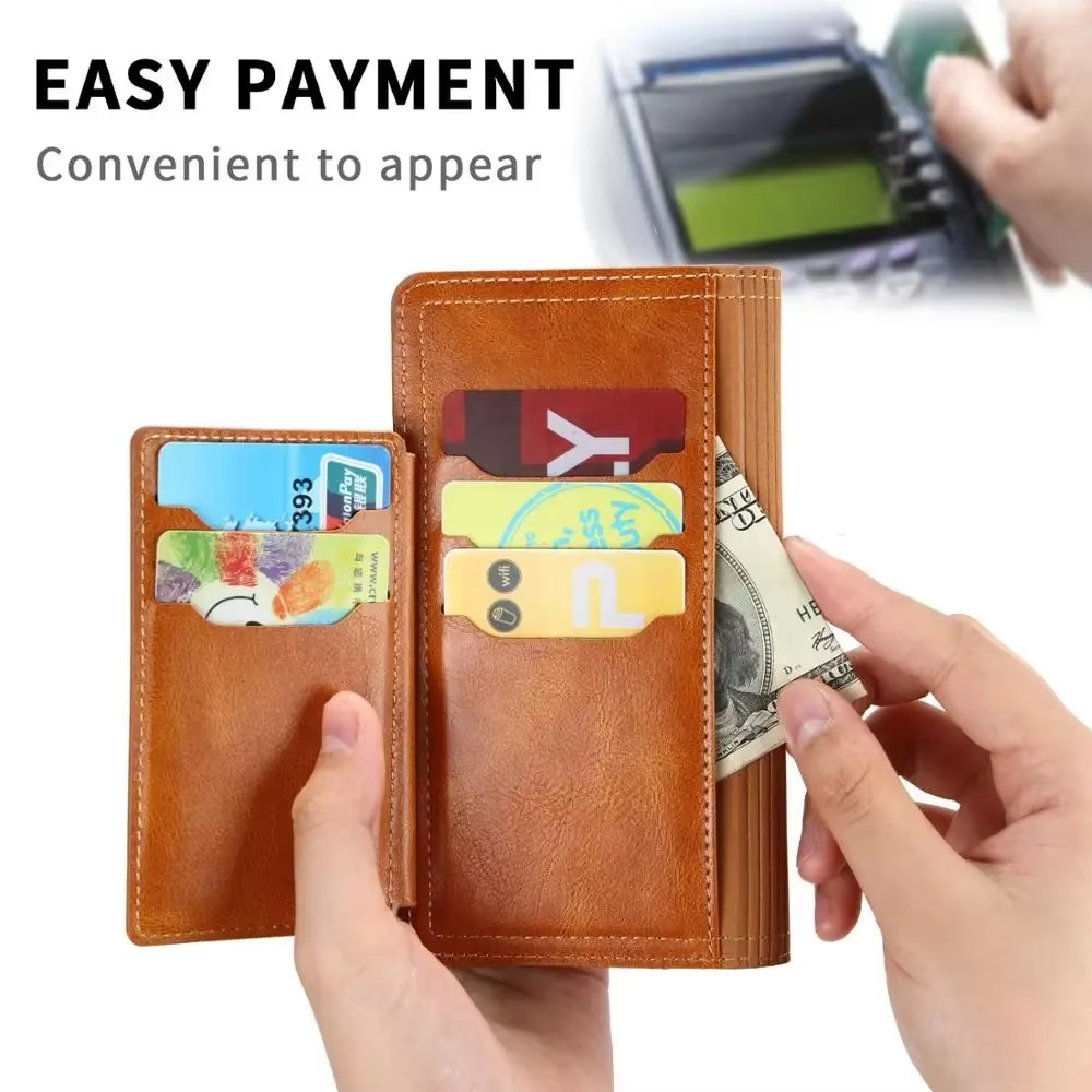 iPhone Wallet Case with Zipper Closure and Built In Stand, Multiple Card Slots
