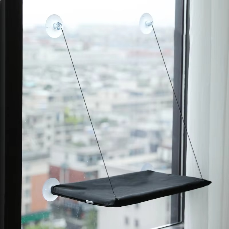 Cat Window Hammock with Suction Cups and Plush Fabric Bed, 24x12 Inches