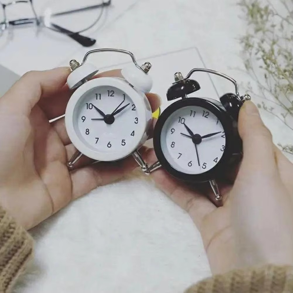 Rabbit Ear Twin Bell Alarm Clock with Low Noise Sweep and Metal Frame