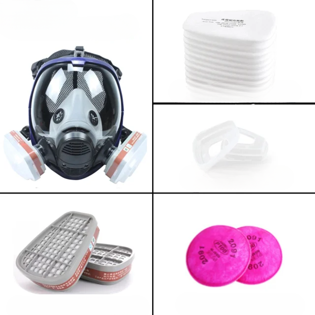 Full Face Respirator Mask with Polycarbonate Visor and Replaceable Filter Cartridges