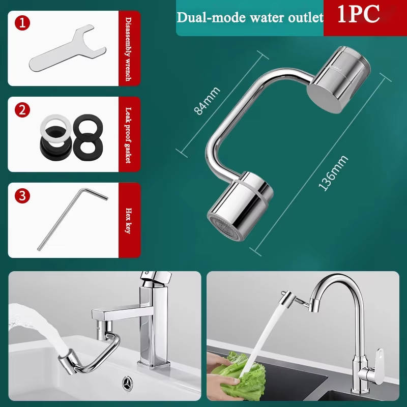 Rotating Faucet Aerator Extender with 2 Spray Modes for Sink