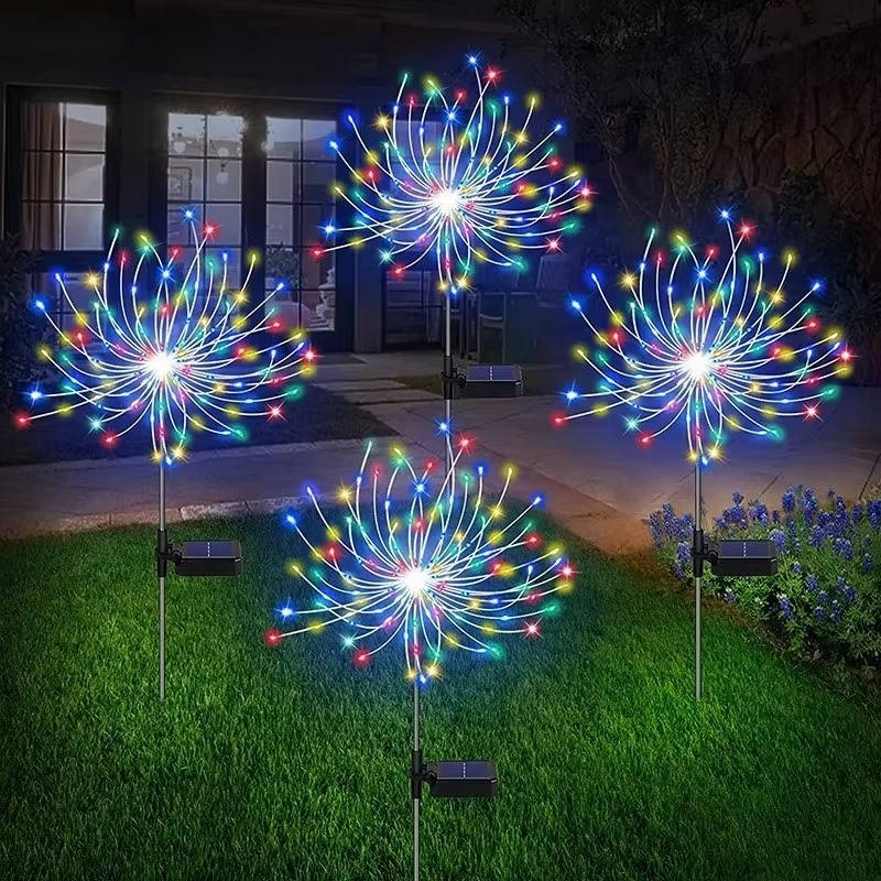 Solar Powered Starburst Garden Lights with Flexible Copper Wire Design