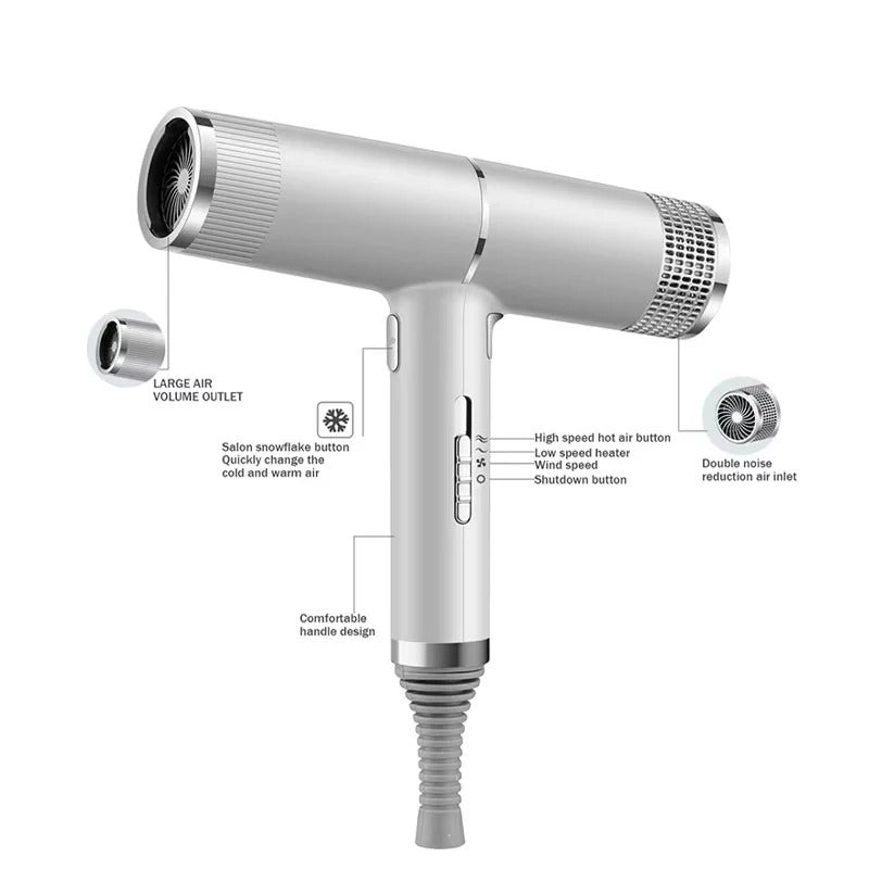High-Power Hair Dryer - Ionic Fast-Drying with Cold Shot