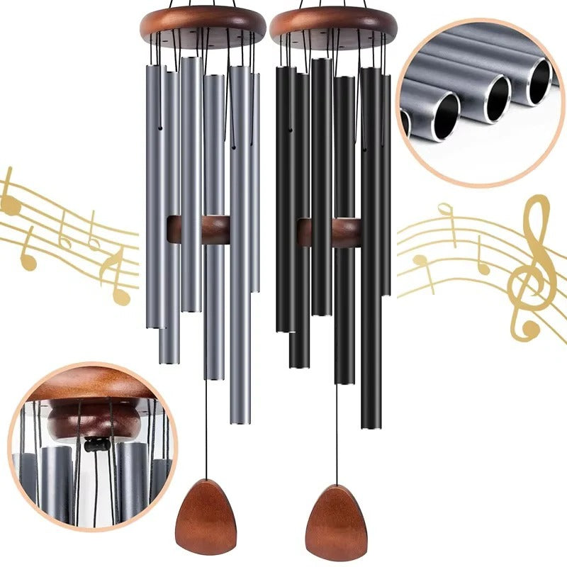 Aluminum and Wood Garden Wind Chimes with Outdoor Hanging Design