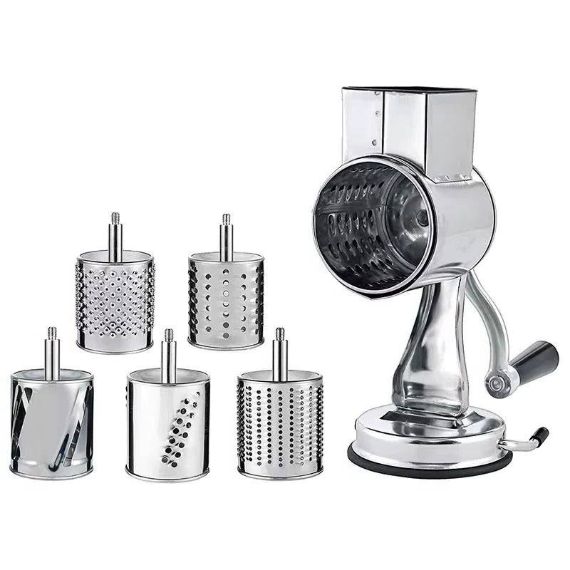 Rotary Cheese and Vegetable Grater with 5 Interchangeable Stainless Steel Blades