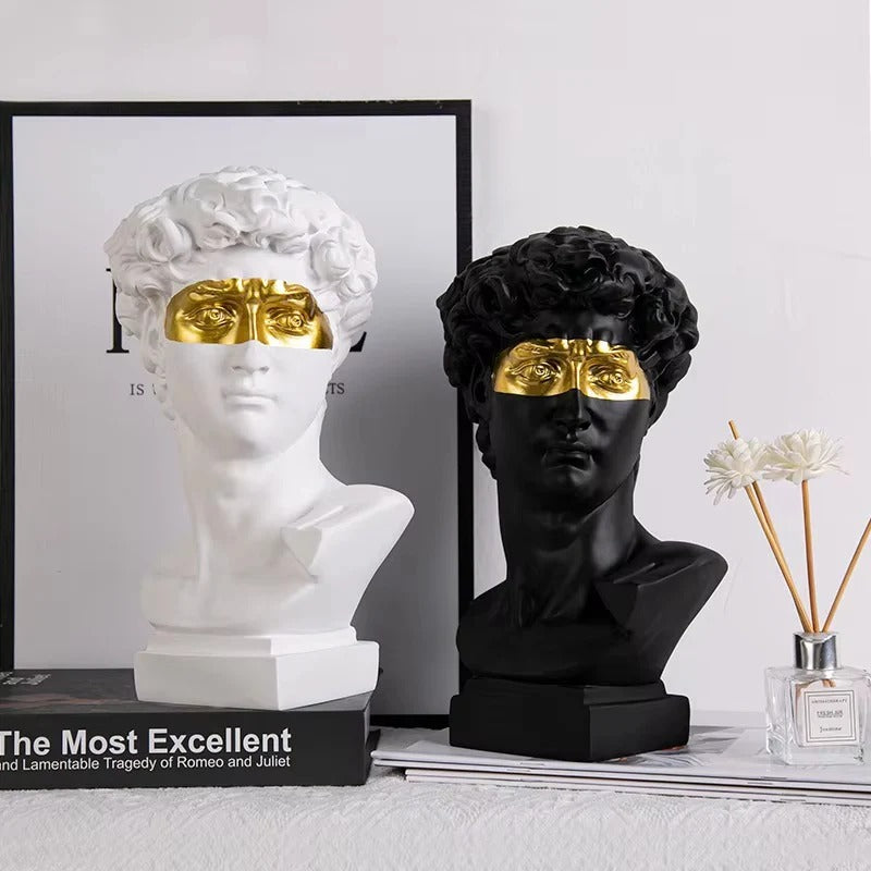 Resin David Bust Sculpture for Indoor Outdoor Shelf and Patio Display