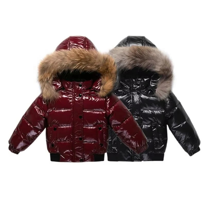 Kids Down Winter Coat with Waterproof Shell and Fur Trim Hood