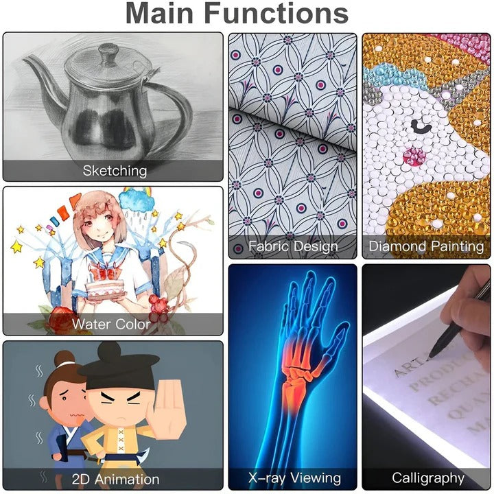 A4 LED Drawing Light Pad with Dimmable Brightness and USB Cable