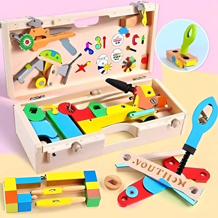 Kids Toy Tool Kit with Toolbox Case for Building Play Activities, 35 Piece