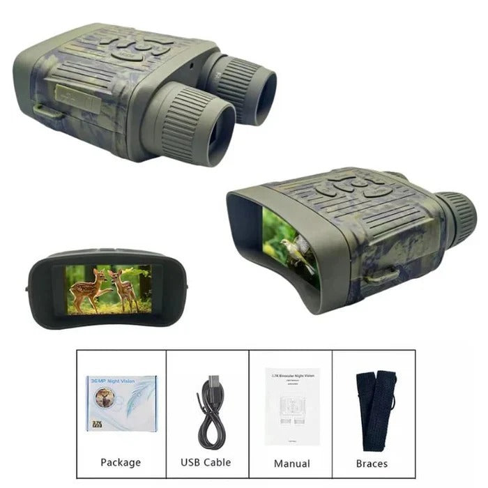 Night Vision Binoculars with Infrared Digital Zoom for Low Light Viewing