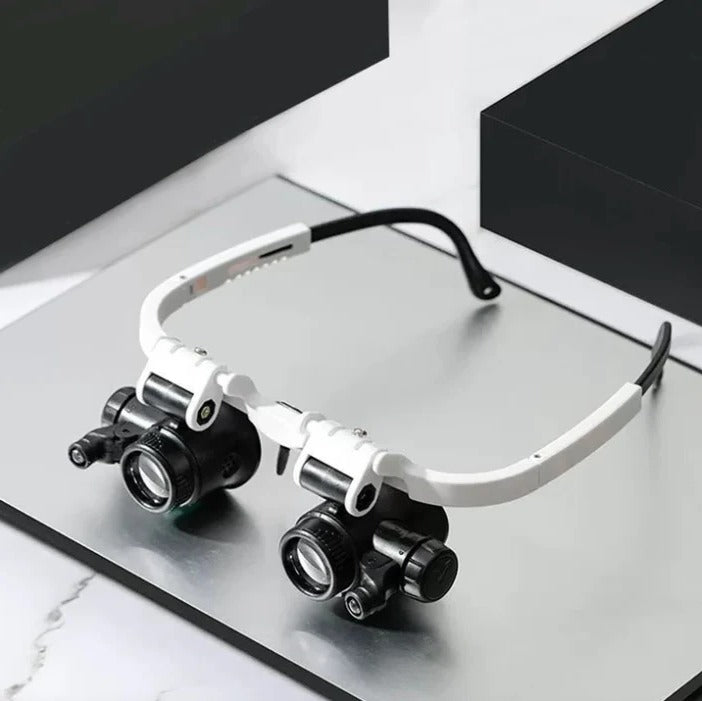 LED Magnifying Glasses with 4 Lenses and Dual Lights for Detail Work Tasks