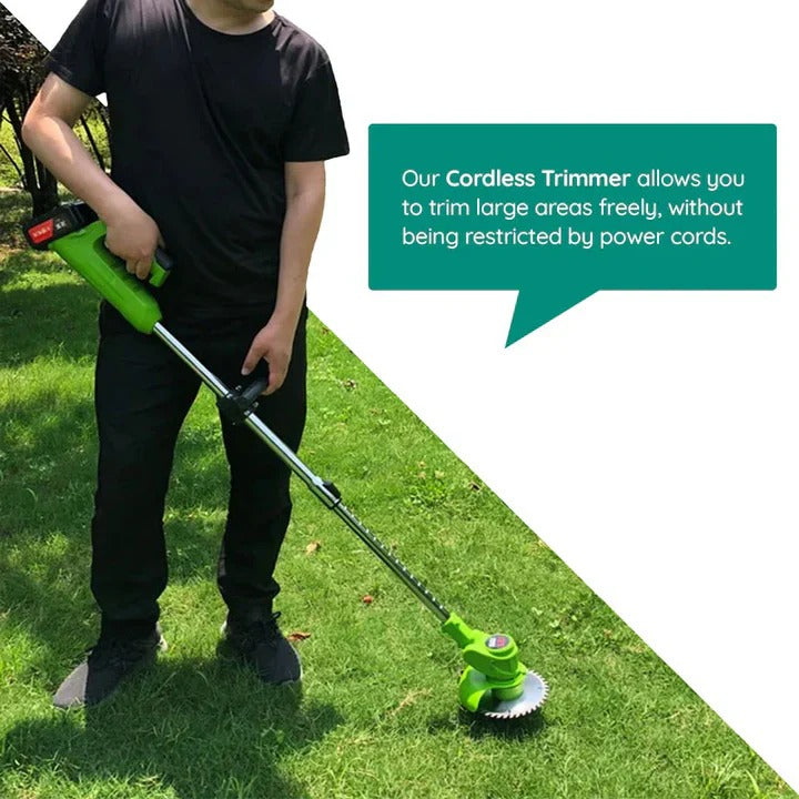 Electric Cordless Grass Trimmer with Adjustable Handle and Blades