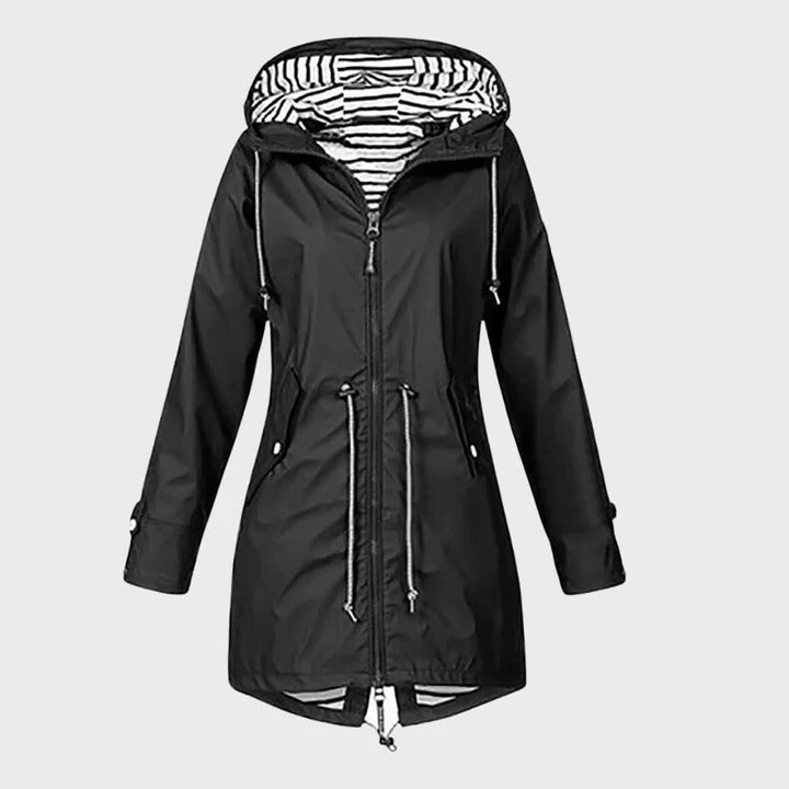 Rain Jacket with Adjustable Hood for Women