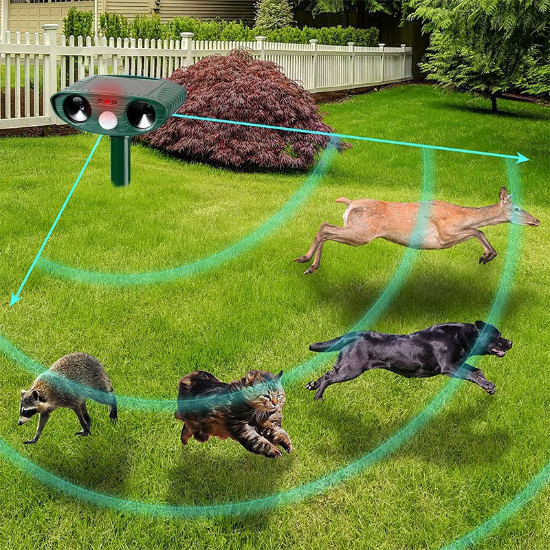 Solar Powered Ultrasonic Armadillo Deterrent Device with Motion Sensor