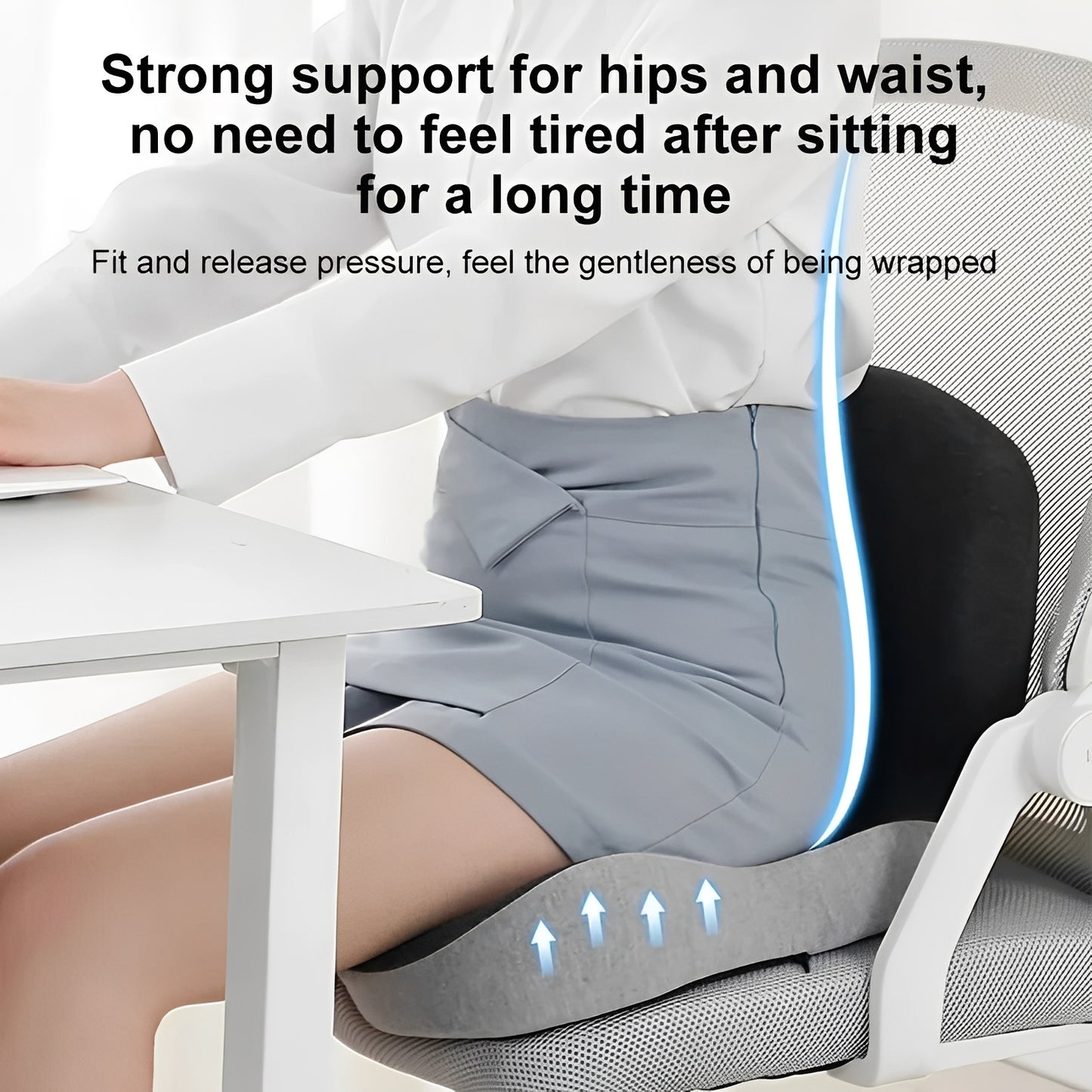 Memory Foam Seat Cushion with Lumbar Support Design