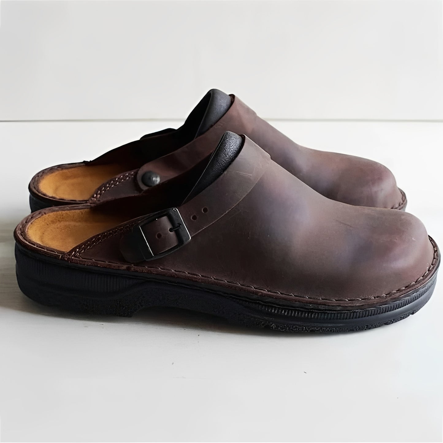 Leather Slippers with Removable Insoles for Women