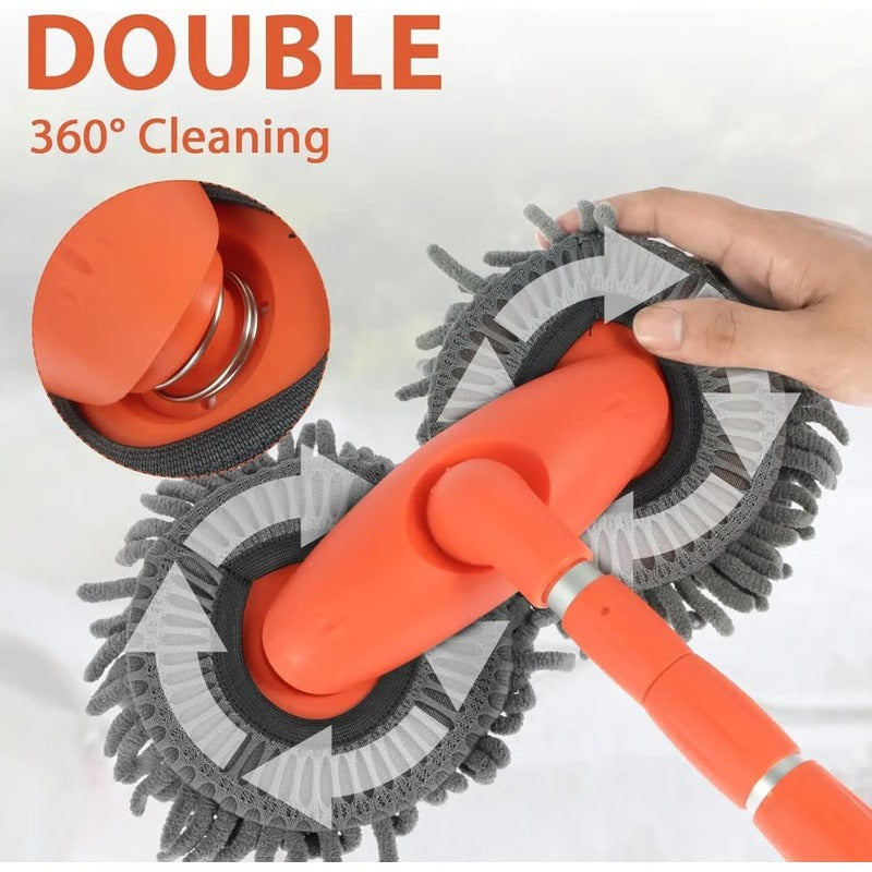 Retractable Car Wash Mop with Long Handle and 360 Degree Rotation