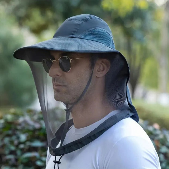 Wide Brim Sun Hat with Detachable Mosquito Net