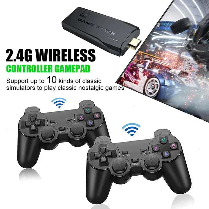 HDMI Game Console Stick with 64GB Storage and 2 Wireless Controllers