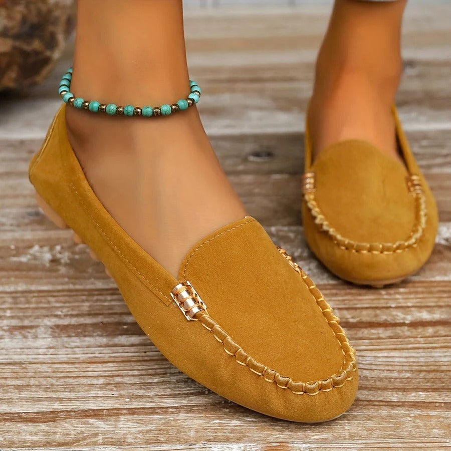 Womens PU Leather Slip On Moccasin Loafers