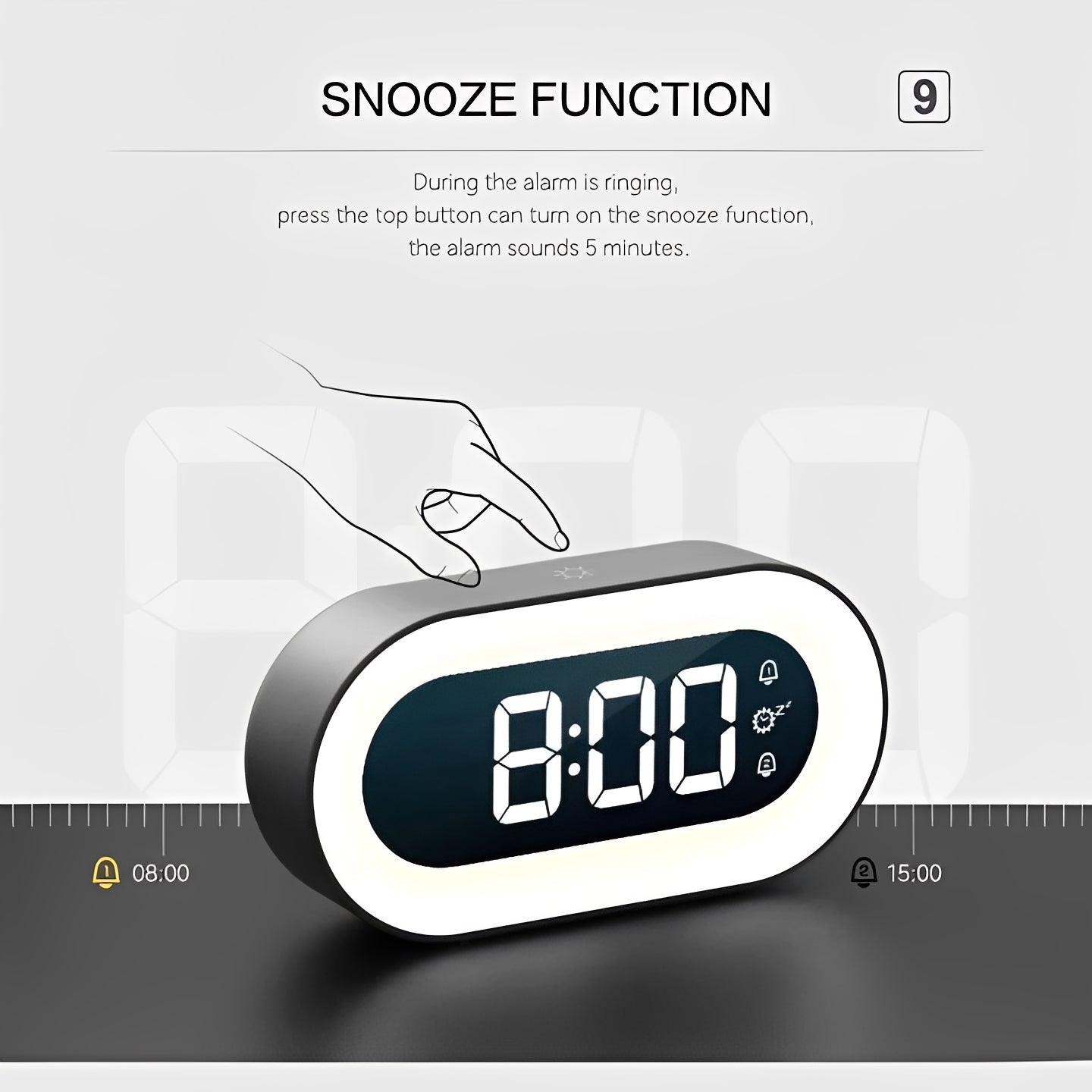 Rechargeable Sunrise Alarm Clock with Dimmable Light and USB C Charging